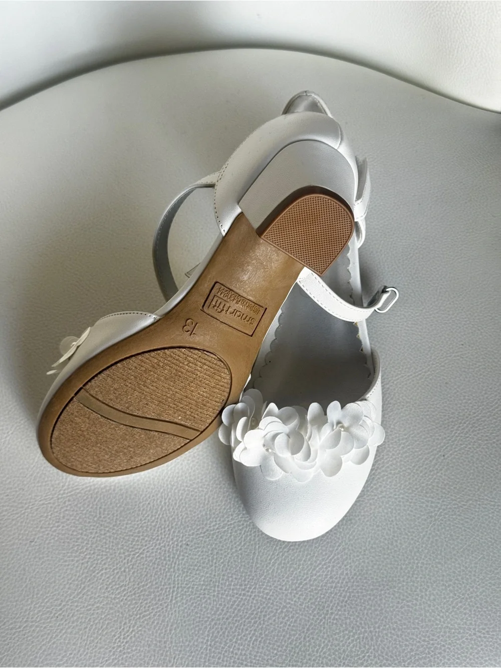 smartfit White Girls' Floral Strap Dress Shoes